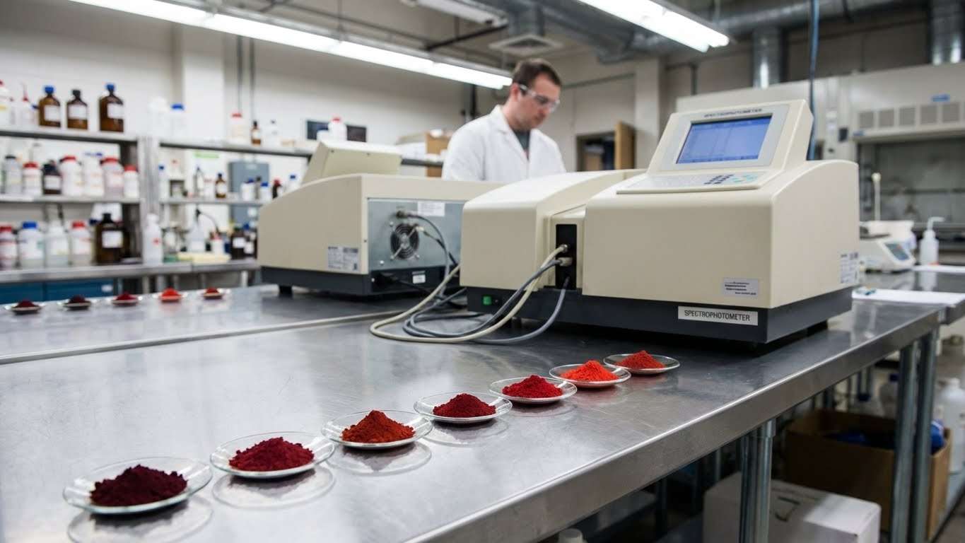 آزمایشگاه کنترل کیفیت کارخانه تولید اکسید آهن قرمز شرکت آروشا پودر